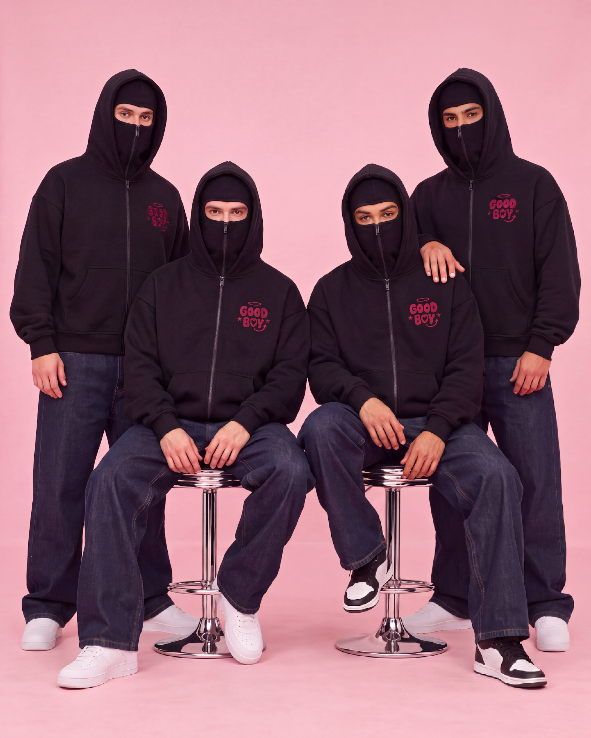 GOODBOY Balaclava Hoodies — Black / Wine – MESHMOOD