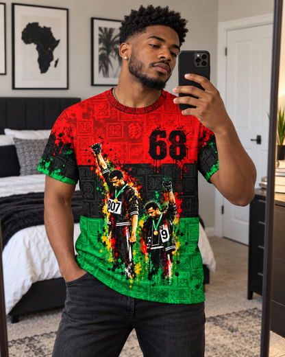 BLACKFUL 1968 T-shirt styled on male model