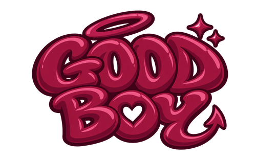 GOODBOY wine logo with halo, stars and heart